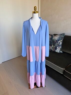 Sail to Sable Anne Colorblock Midi Dress Size XXL Blue & Pink